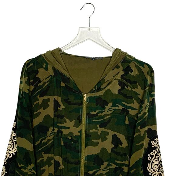 Andree by Unit 1X Cameo Full Zip Embroidered Sleeve Hooded Jacket - Picture 5 of 9